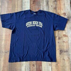 Guess Denim USA American Vintage Men's Short Sleeve T-Shirt Tee in Blue -XXL